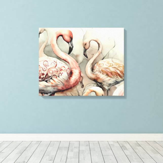 Dekorativ modern Snyggt Flamingos Canvastryck (Insitu (trägolv))