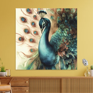 Dekorativ modern Snyggt Peacock Canvastryck