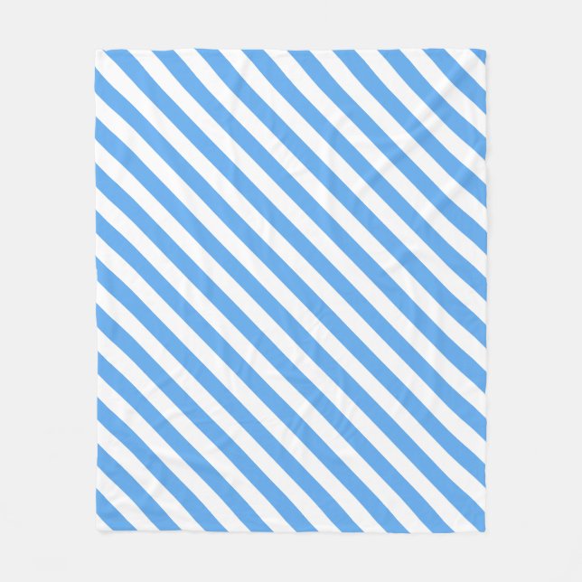 Dekorativ modisk blå vit stripe-mall fleecefilt (Framsidan)
