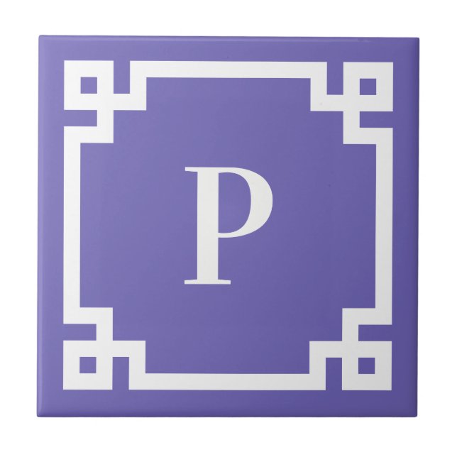 Dekorativ monogram periwinkle för grekiska Nyckel- Kakelplatta (Framsidan)
