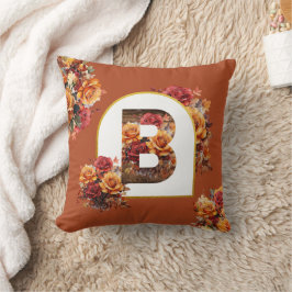 Dekorativ MONOGRAM ( VALFRI BOKSTAV ) Höstblomma Kudde