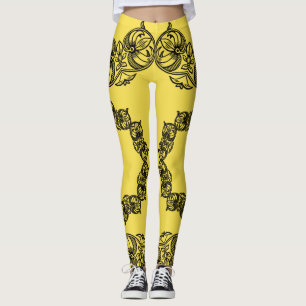 Dekorativ Mönster om Gult Kvinnor i friidrott Leggings