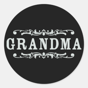 Dekorativ mormor runt klistermärke