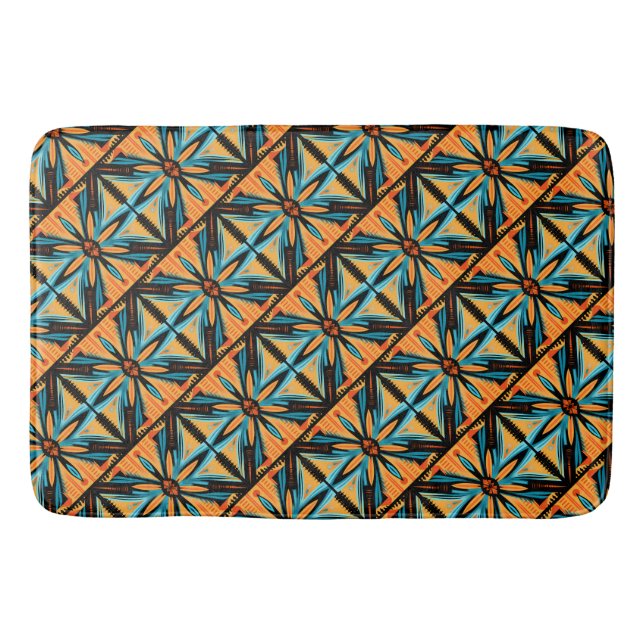 Dekorativ mosaik med blå Gult Orange Badrumsmatta (Framsidan)