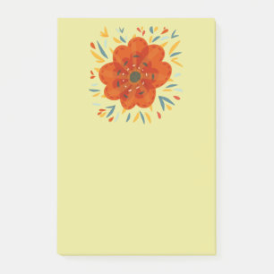 Dekorativ nyckfull orange blomma post-it block