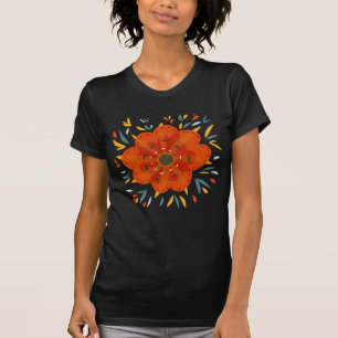 Dekorativ nyckfull orange blomma tröja