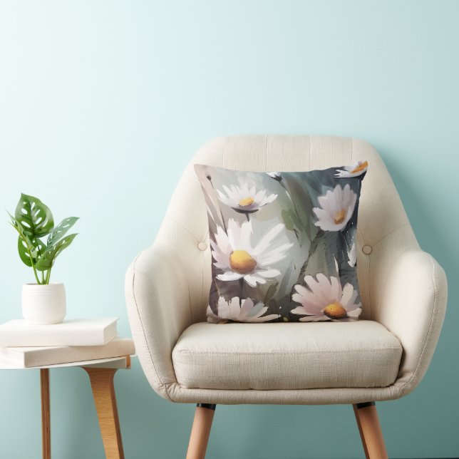 Dekorativ och Snyggt Daisy med vattenfärg fyrkant Kudde (Stol)