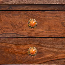 Dekorativ Orange Brun Guld Scrollwork Orb Knopp