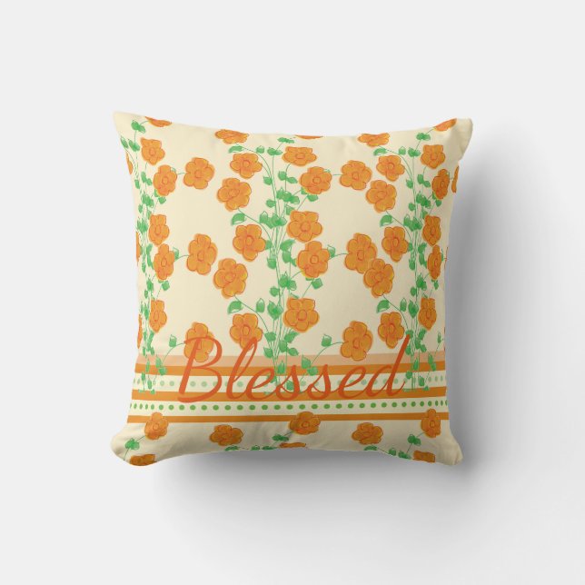 Dekorativ Orange flödad Kudde (Framsida)