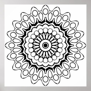 Dekorativ oval mandala-färgsida detaljerad konst poster