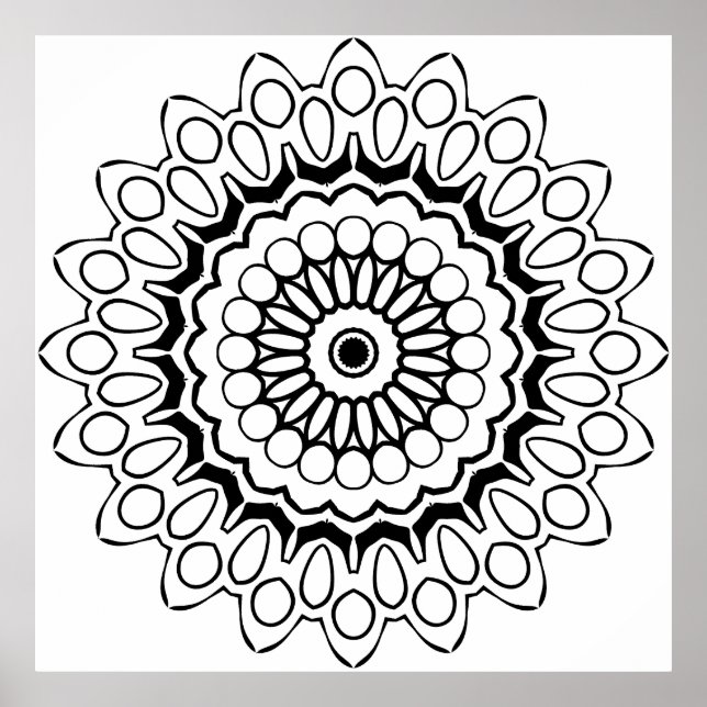 Dekorativ oval mandala-färgsida detaljerad konst poster (Framsidan)