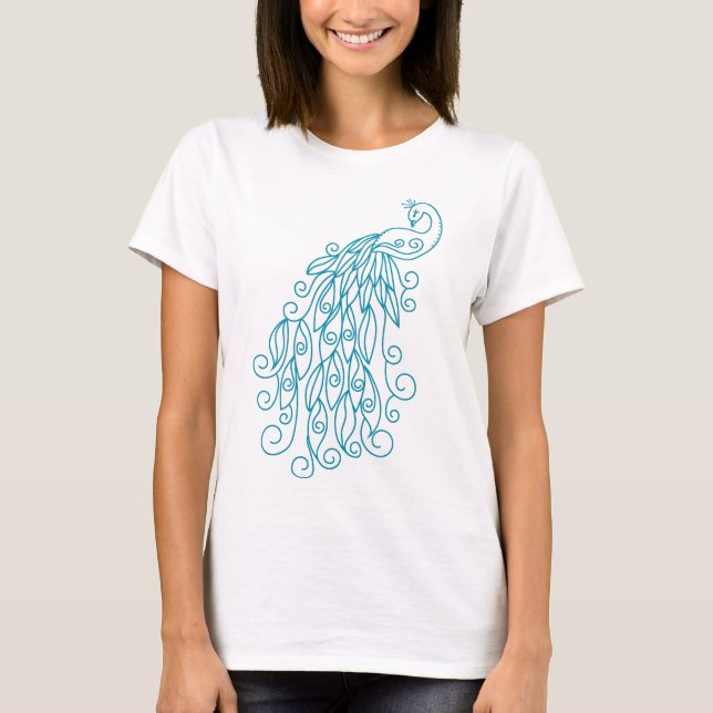 Dekorativ Påfågel Design Dam T-Shirt (Framsida)