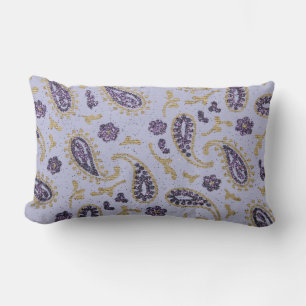 Dekorativ paisley lila lavender guld lumbarkudde