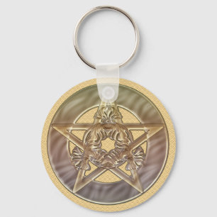 Dekorativ pastellfärgad persikaPentacle Keychain Nyckelring