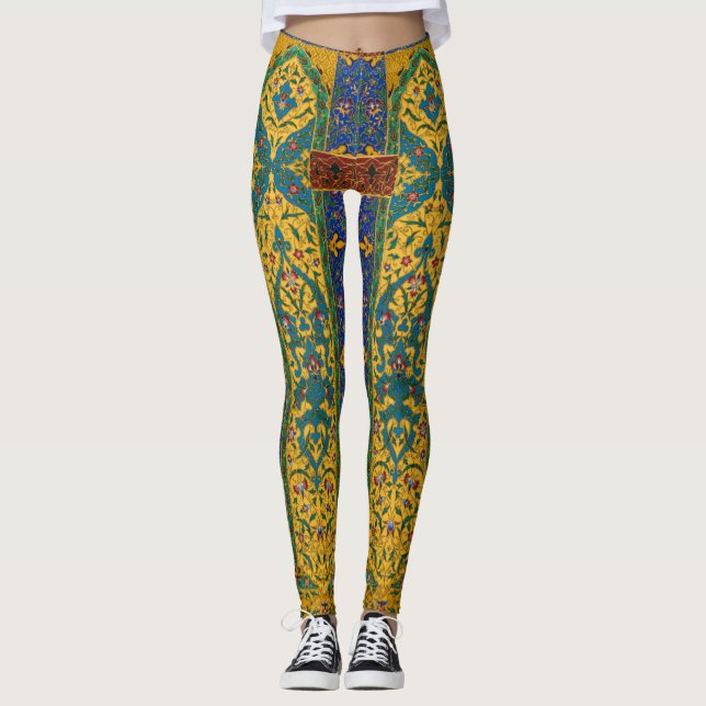 Dekorativ persisk invecklad blommönster leggings (Framsida)
