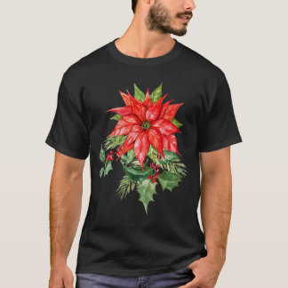 Dekorativ Poinsettia traditionell röd julblomma T Shirt