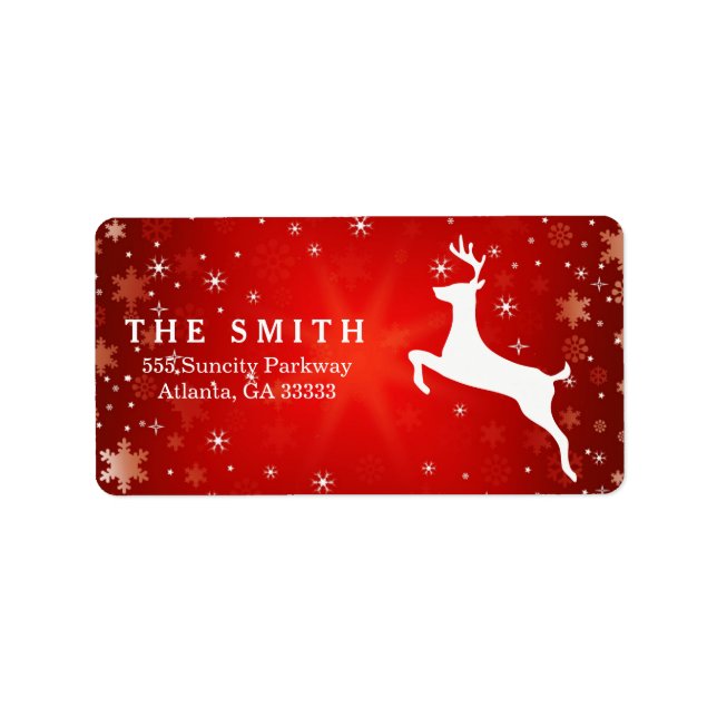 Dekorativ Ram Reindeer Red Snowflake-jul Adressetikett (Framsidan)