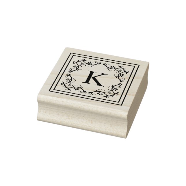 Dekorativ ram runt en anpassad monogrambokstav stämpel (Stämpel)