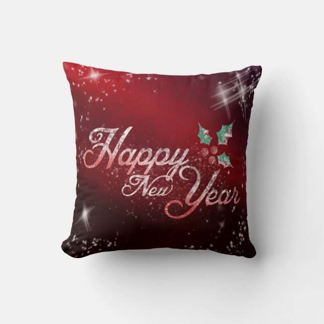 Dekorativ Red Glitter Snöflingor God jul Kudde (Framsida)