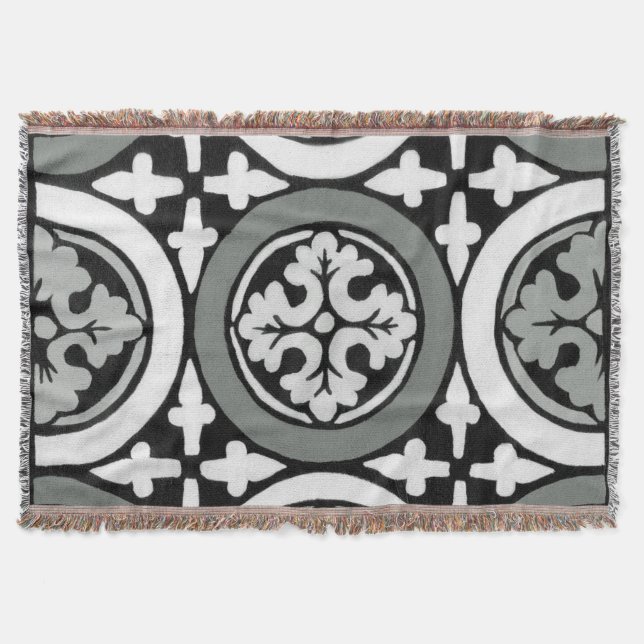 Dekorativ Renaissance Rosette Tile Design Filt (Framsidan)