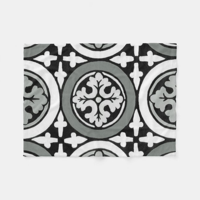 Dekorativ Renaissance Rosette Tile Design Fleecefilt (Framsidan (Horisontell))