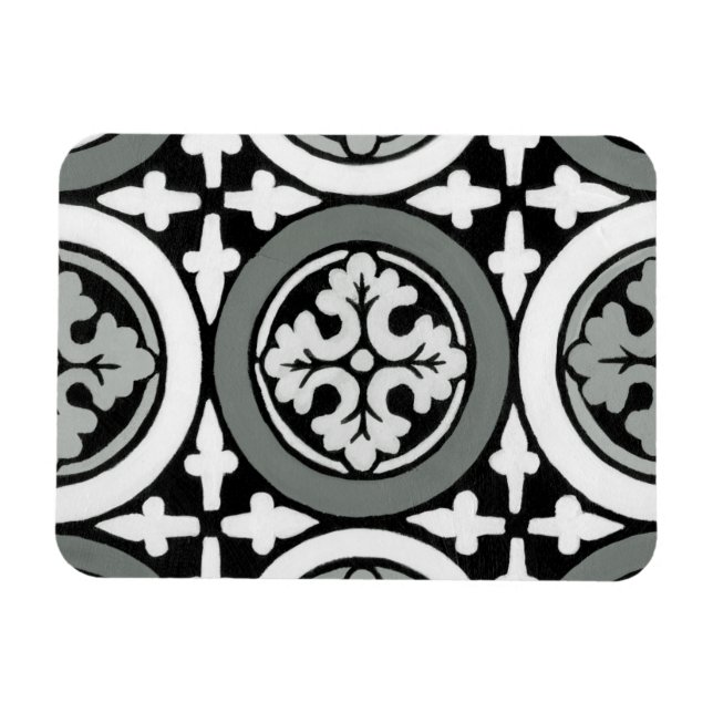 Dekorativ Renaissance Rosette Tile Design Magnet (Horisontell)