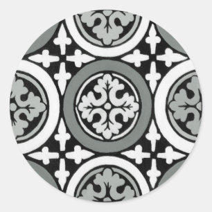 Dekorativ Renaissance Rosette Tile Design Runt Klistermärke