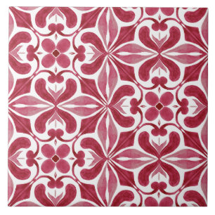 Dekorativ röd Azulejo-plattstickmönster Kakelplatta