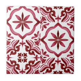 Dekorativ röd Azulejo-plattstickning mönster Kakelplatta