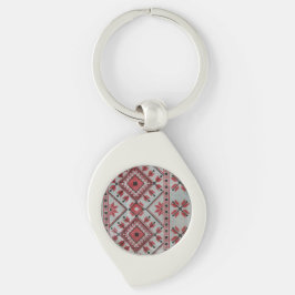 Dekorativ röd och svart underlägg swirl silverfärgad nyckelring