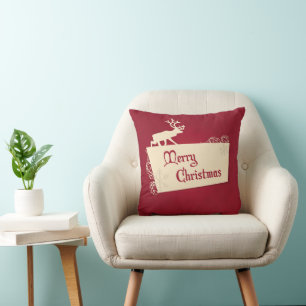 Dekorativ röd och vit Julgran Kudde