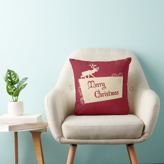 Dekorativ röd och vit Julgran Kudde (Stol)