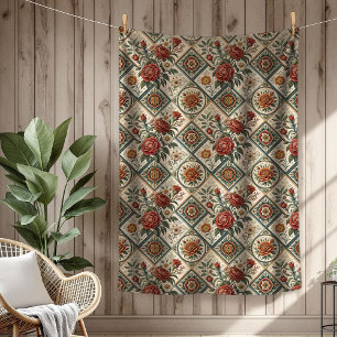 Dekorativ Röd ros Tile Blanket Warm Touch Fleecefilt