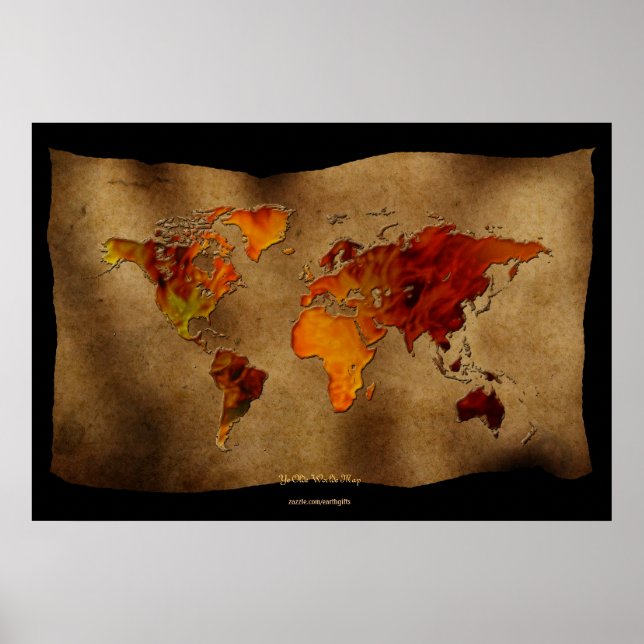Dekorativ Roligt "Ye Olde Worlde Karta" Art Poster (Framsidan)