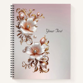 Dekorativ rosa blommig anteckningsbok