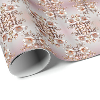 Dekorativ rosa blommig presentpapper