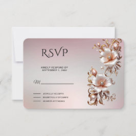 Dekorativ rosa blommig RSVP-kort OSA Kort