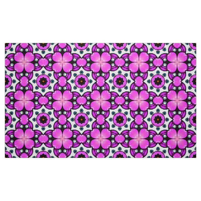 Dekorativ rosa blommönster i livlig stil tyg (Fat Quarter)
