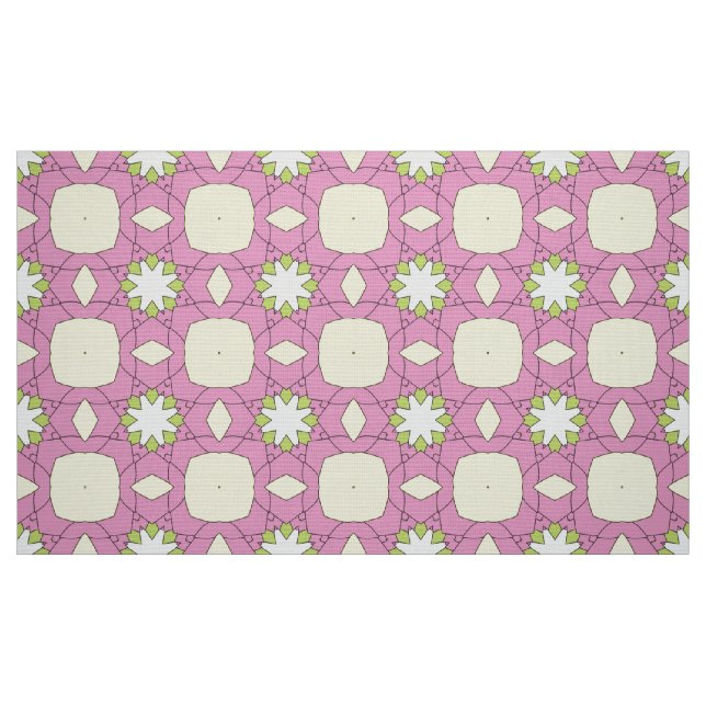 Dekorativ rosa blomstergeometrisk mönster tyg (Fat Quarter)