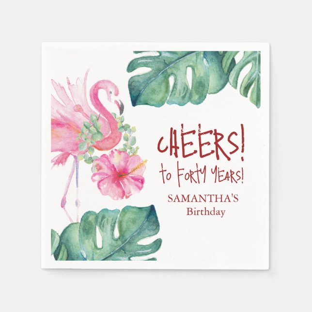 Dekorativ Rosa Flamingo Pappra blöjor Pappersservett (Framsidan)