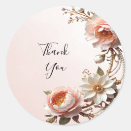 Dekorativ rosa och vit blomsticker runt klistermärke