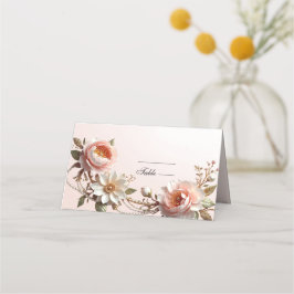 Dekorativ rosa och vita blommor platskort placeringskort