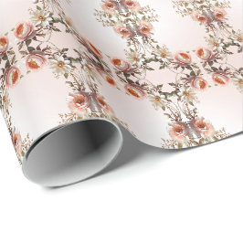 Dekorativ rosa och vita blommor presentpapper