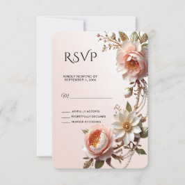 Dekorativ rosa och vita blommor RSVP-kort OSA Kort