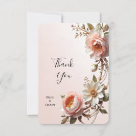 Dekorativ rosa och vita blommor tackkort tack kort