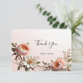 Dekorativ rosa och vita blommor tackkort tack kort