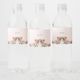 Dekorativ rosa och vita blommor vattenflaska vattenflaskor etikett