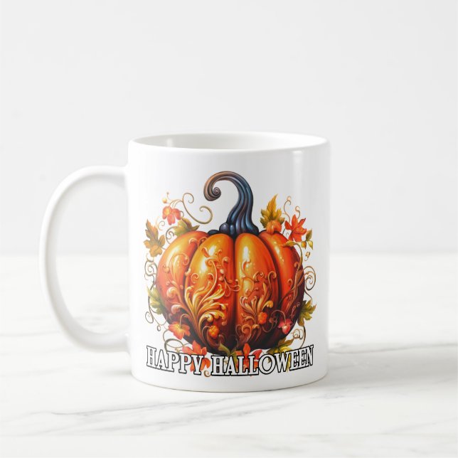 Dekorativ Säsong Happy halloween Pumpkin Kaffemugg (Vänster)