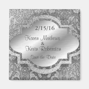 Dekorativ silverglitterspara datera magnet