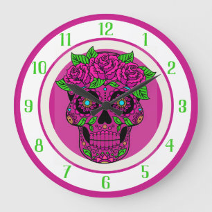 Dekorativ skull stor klocka